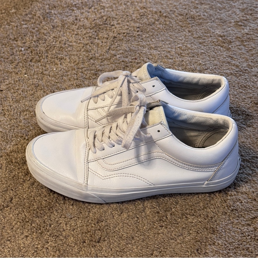 Vans Off The Wall Shoes Mens 10.5 Womens 12 White Lace Up Sneakers Logo